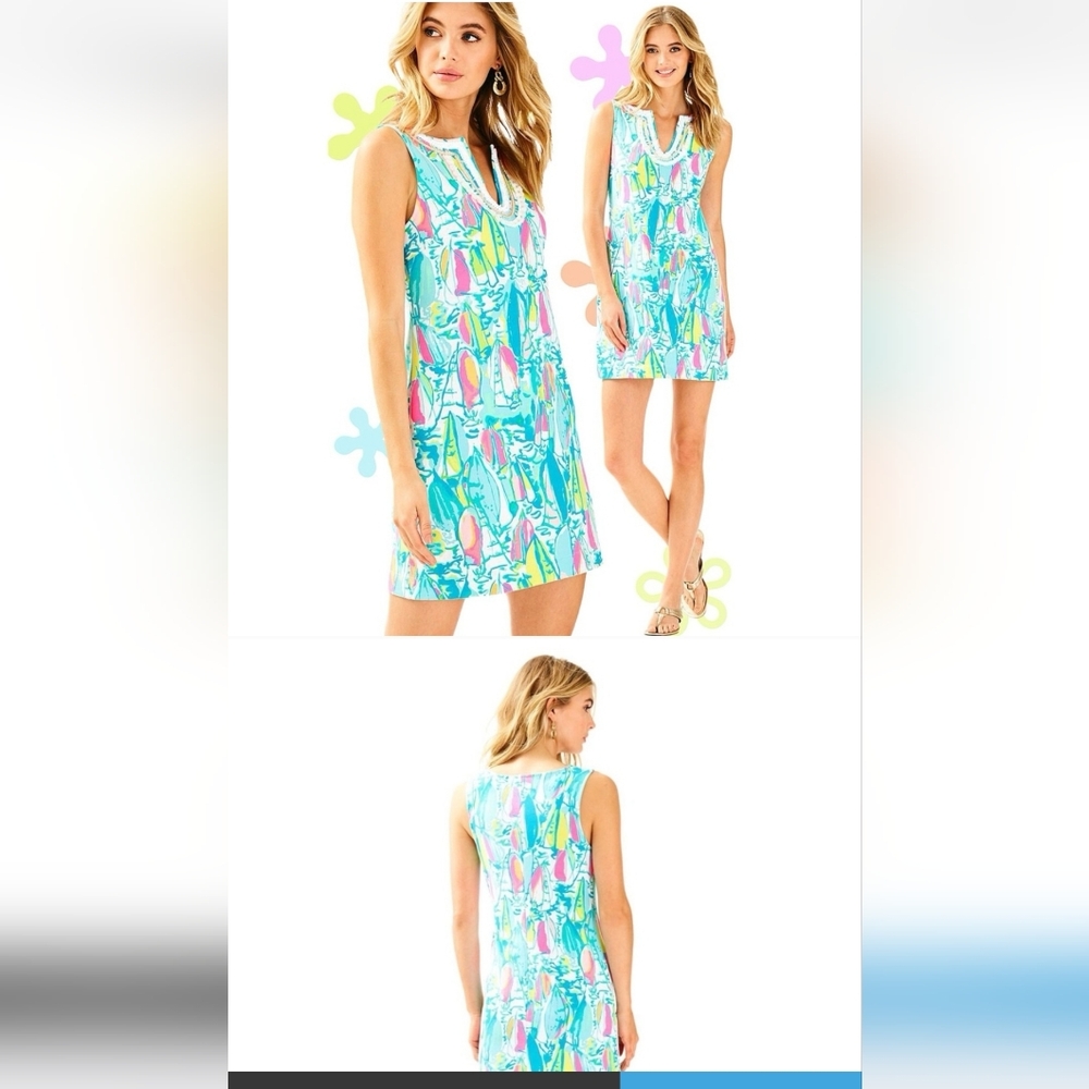 NWT Beautiful Lilly Pulitzer Harper Shift Dress, Size Large. Beach & Bae Print